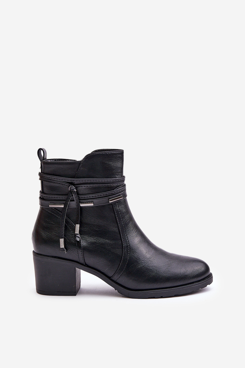 Women's ankle boots with heel insulated black Lobina