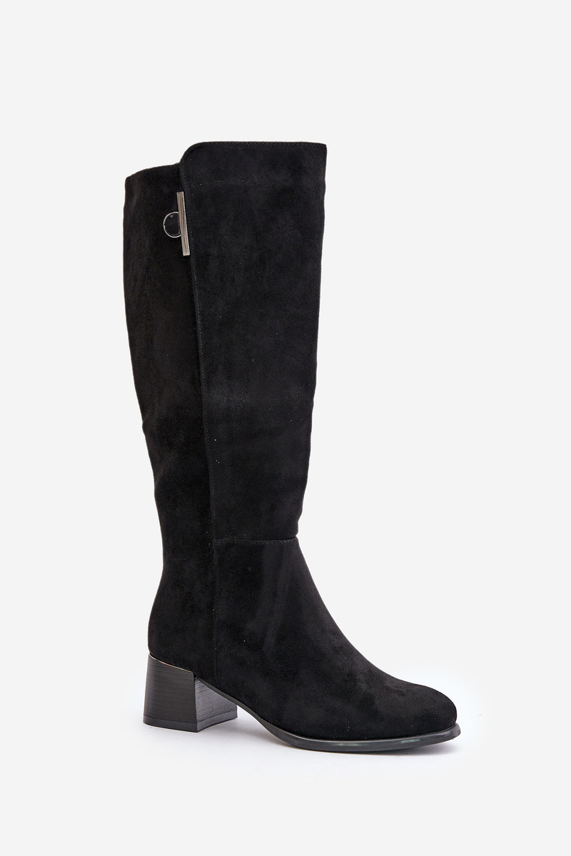 Knee-length eco-suede boots black Izanae