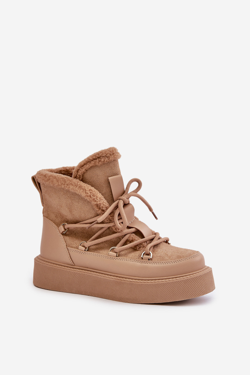 Ankle snow boots on a platform dark beige Tamidra