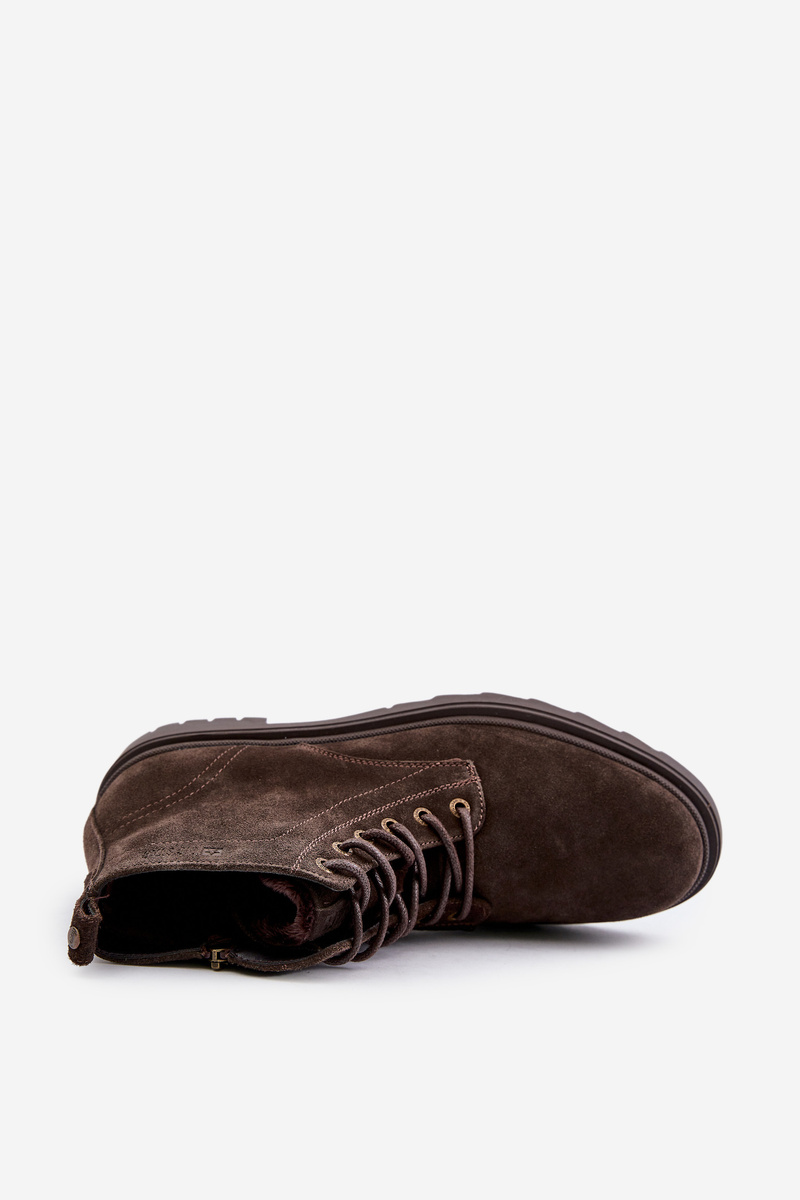 Suede Insulated Men&#039;s Ankle Boots Zipper Big Star Brown