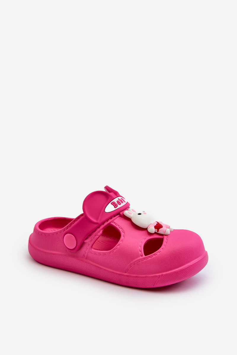 FK1 Dětské pěnové žabky s ozdobou fuksie Opleja