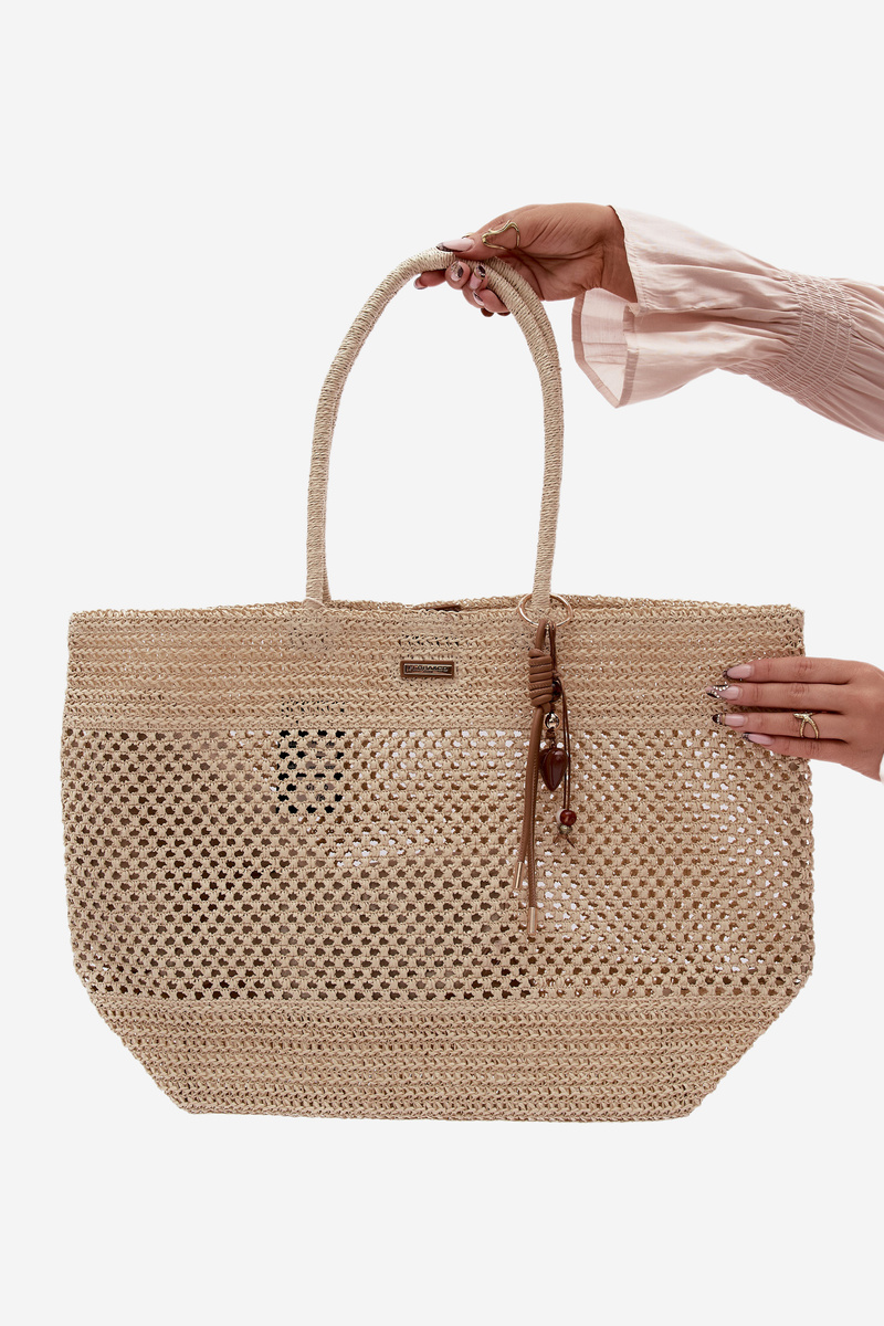 Flora&Co veľká prútená plážová taška svetlo béžová