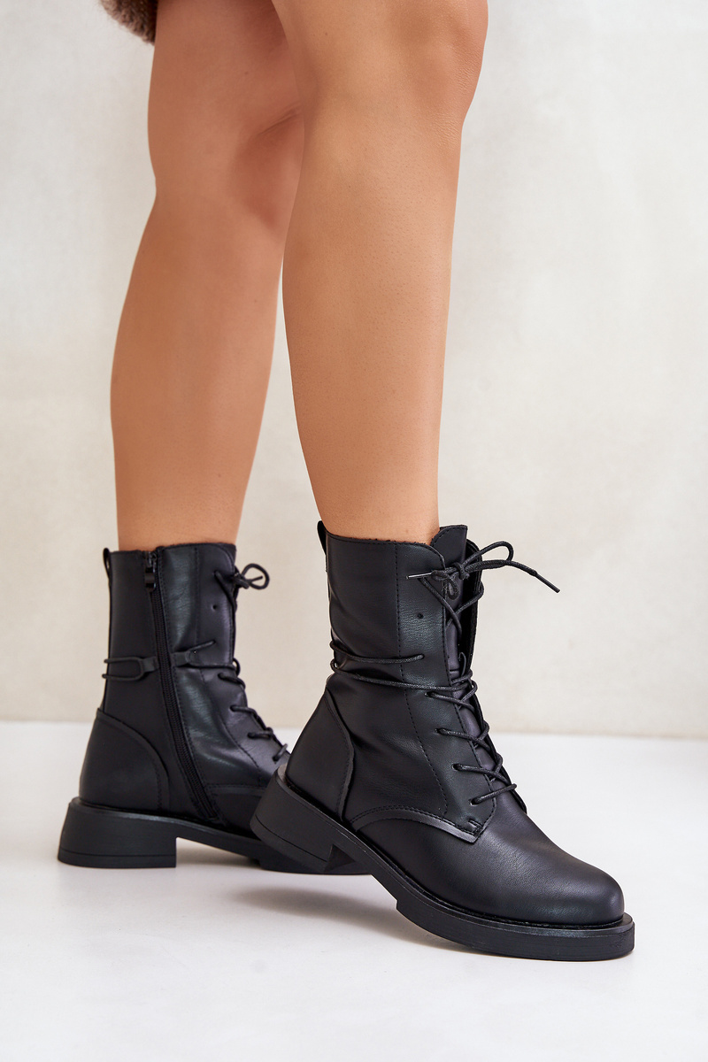 Women's insulated ankle boots eco leather black Ellittia