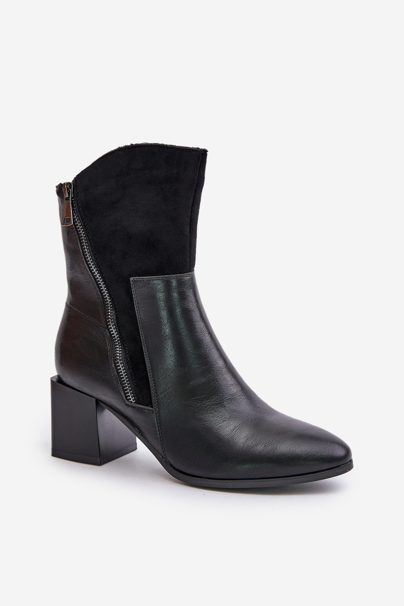 Insulated women&#039;s ankle boots on heel black relabina