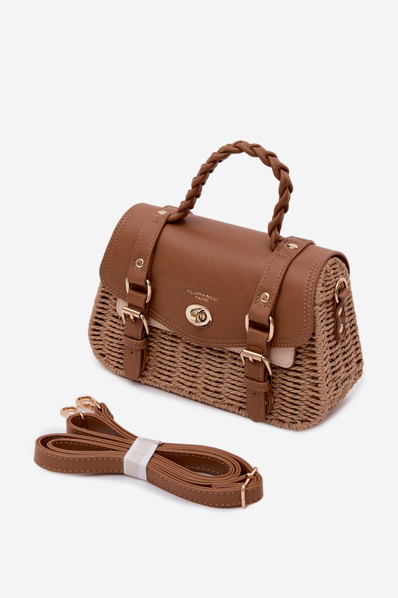 Flora&Co Malá hnedá taška s pleteným vzorom