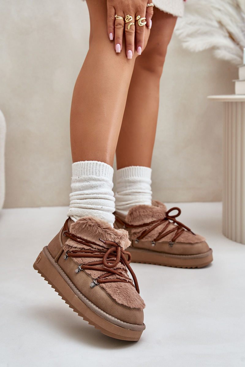 Low platform snow boots with fur D.Franklin brown