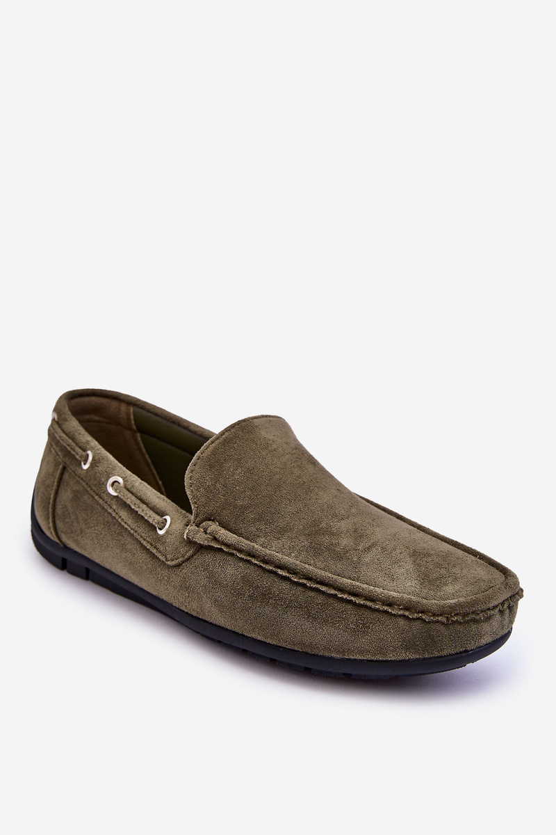 Marka Niezdefiniowana Men's Suede Slip-On Loafers Green Rayan