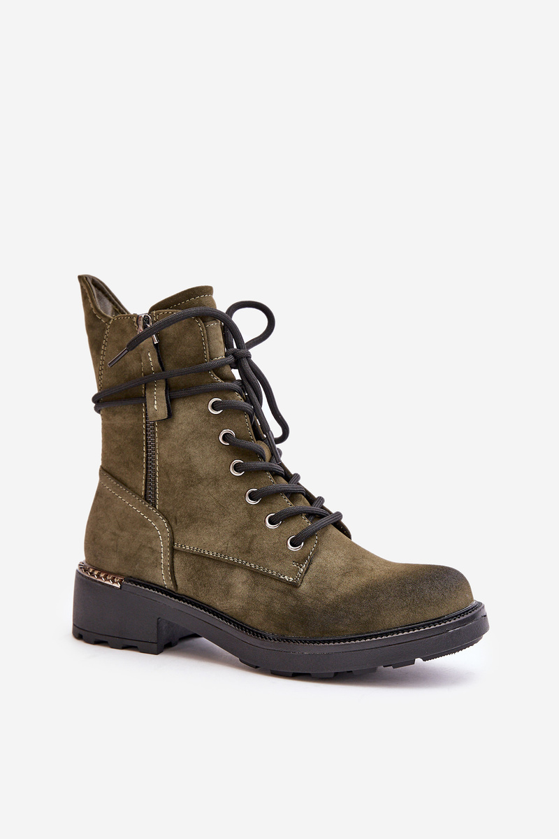 High ankle boots with zippers green Maisa