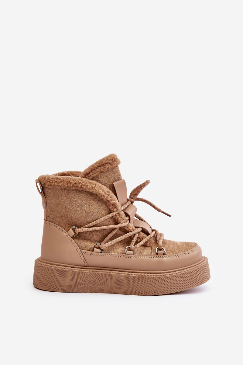 Ankle snow boots on a platform dark beige Tamidra
