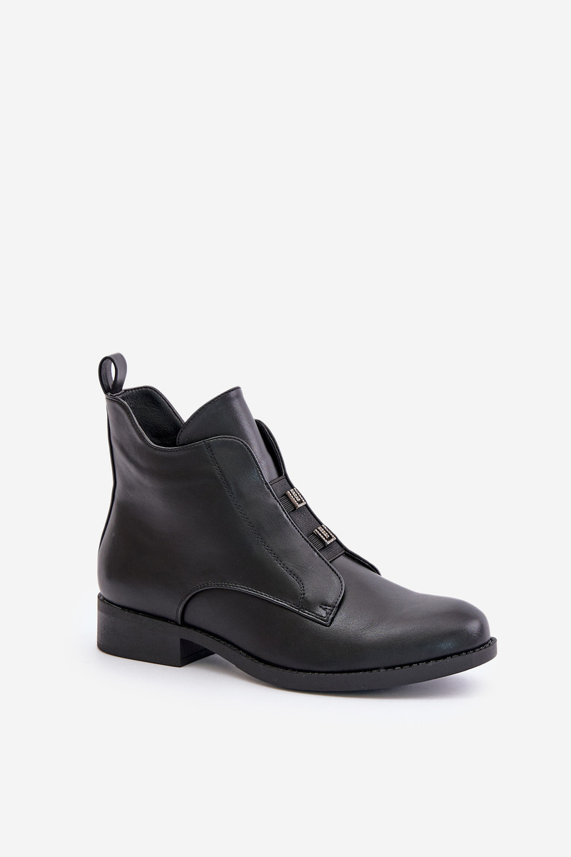 Insulated women's ankle boots on a flat heel made of eco leather S.Barski black