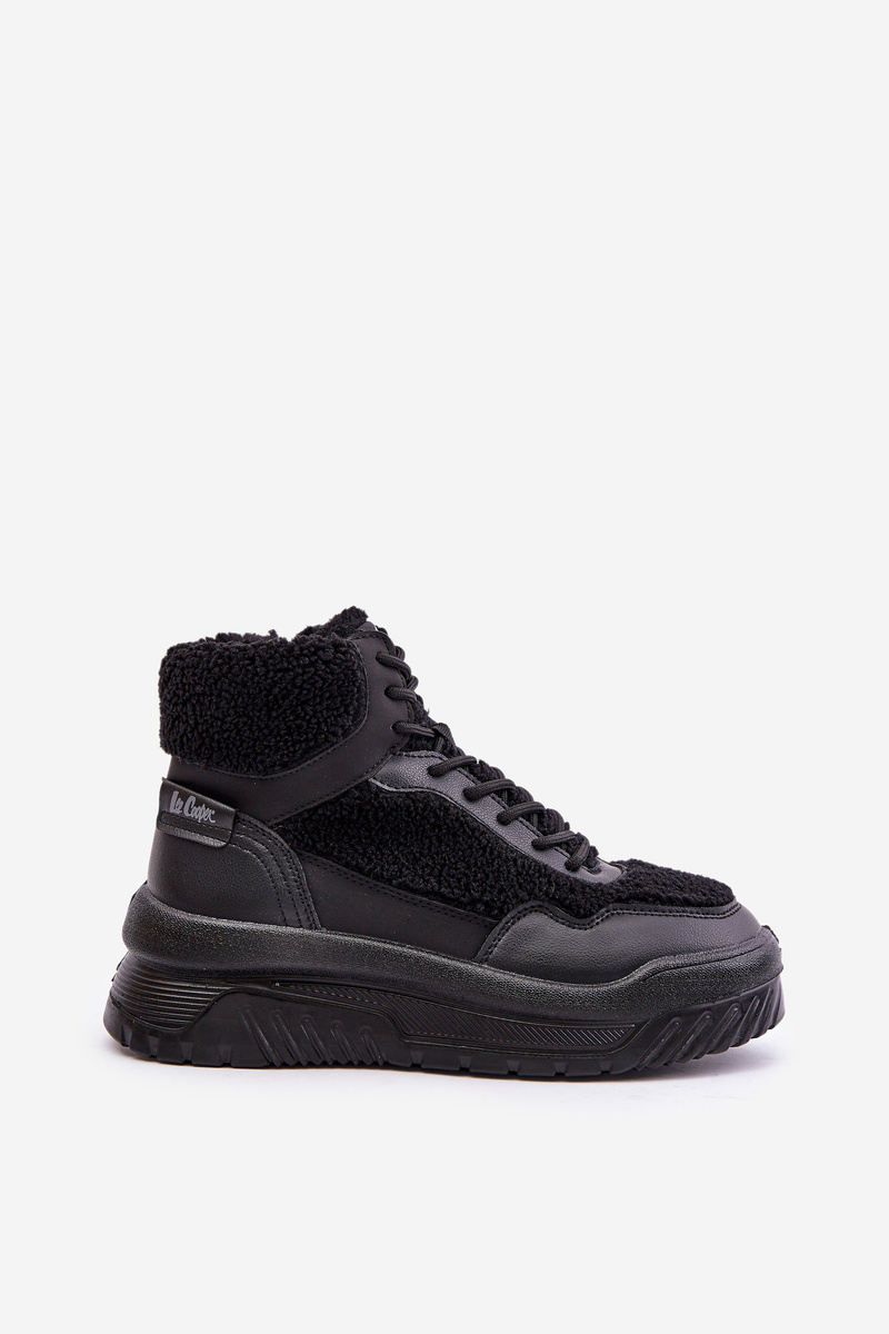 Women's platform sneakers with sheepskin Lee Cooper Black