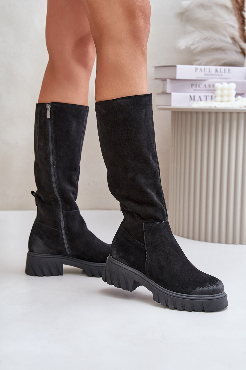 Zazoo Suede Over-the-Knee Boots Insulated Black