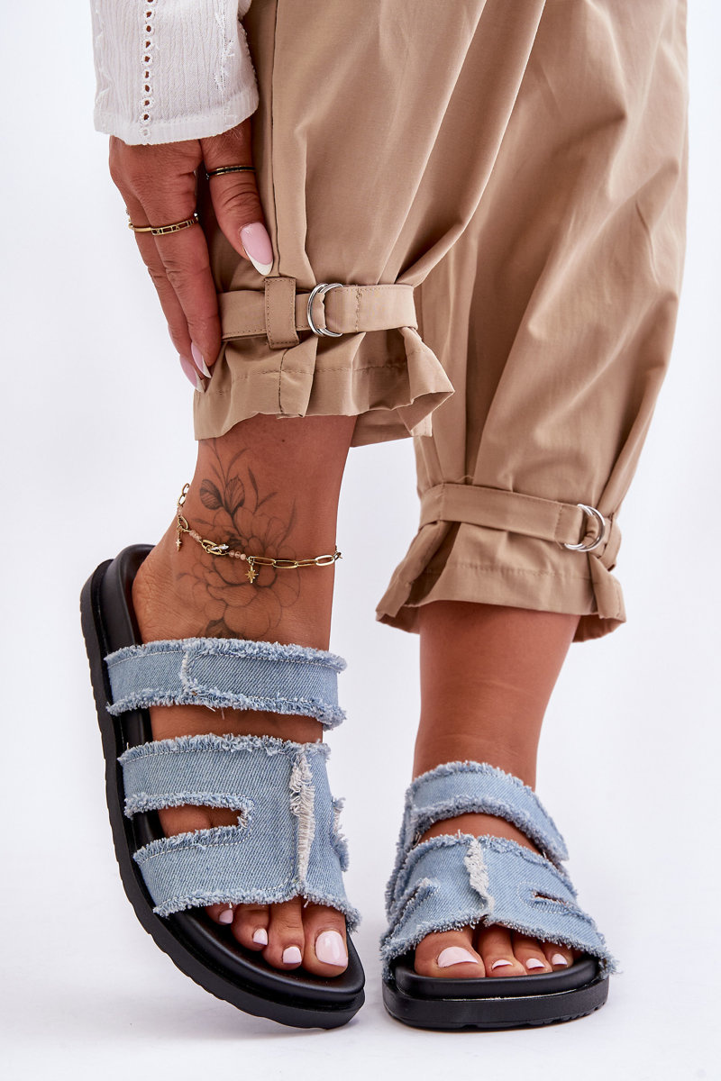 Women&#039;s fabric zip sandals Blue Lamirose