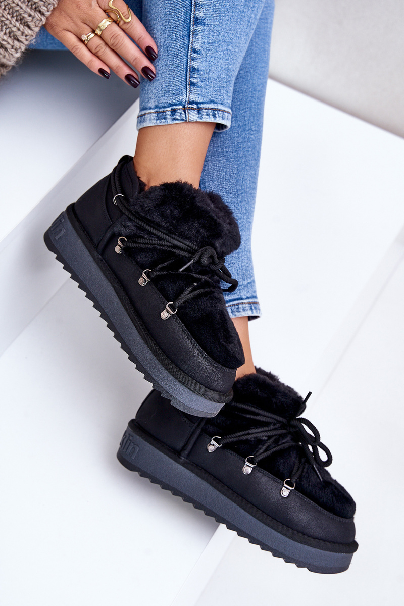 Low platform snow boots with fur D.Franklin DFSH370011 black