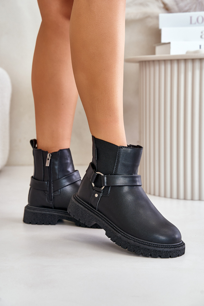 Insulated Ankle Boots With Zip Big Star Black