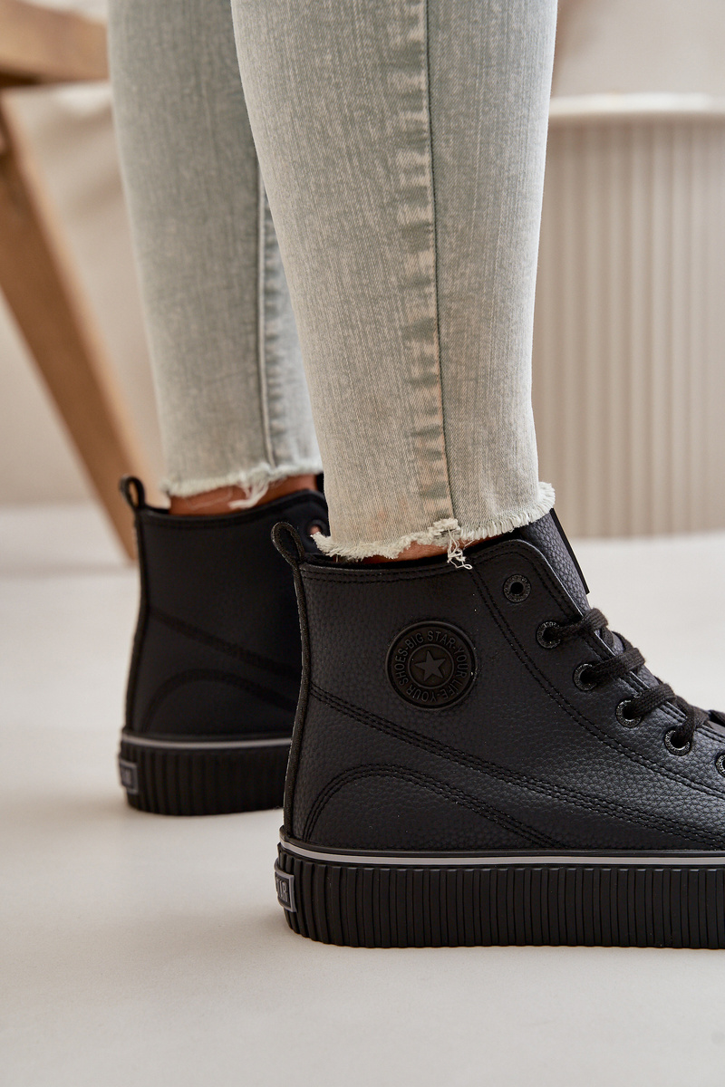 Women's insulated sneakers made of eco leather Big Star black