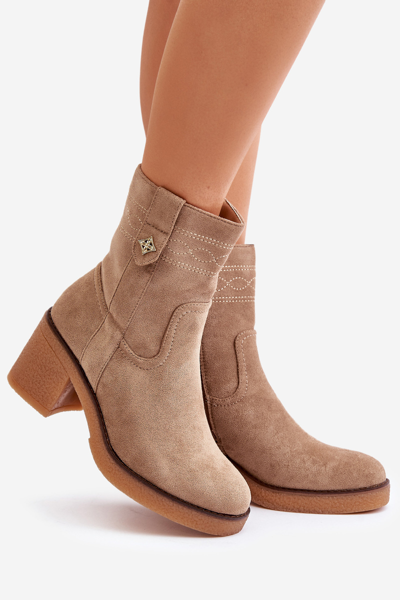 Insulated women's ankle boots on heel brown Vailia