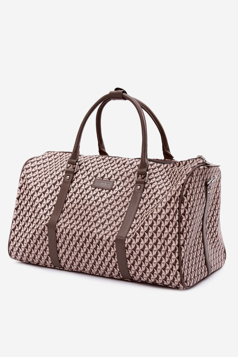 Flora&Co cestovná taška vzorovaná tmavá béžová