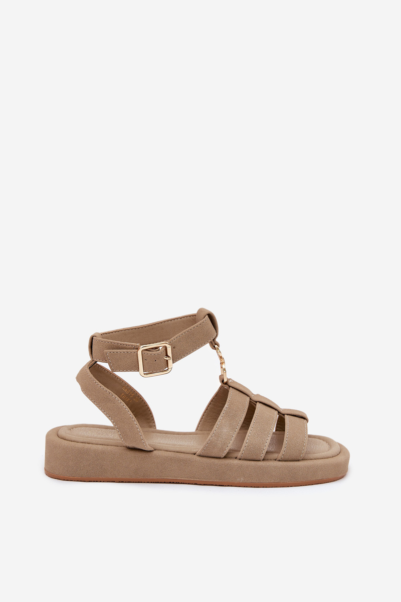 Boto Dámske Sandále Na Platforme So Zlatým Detailom Khaki Kartia