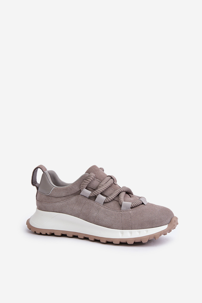 Suede women's sneakers with chunky lacing Artiker grey