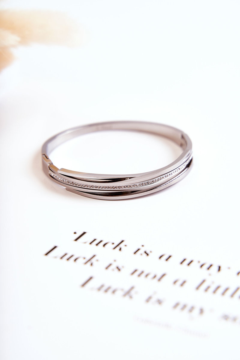 Dámský ocelový náramek se zirkony