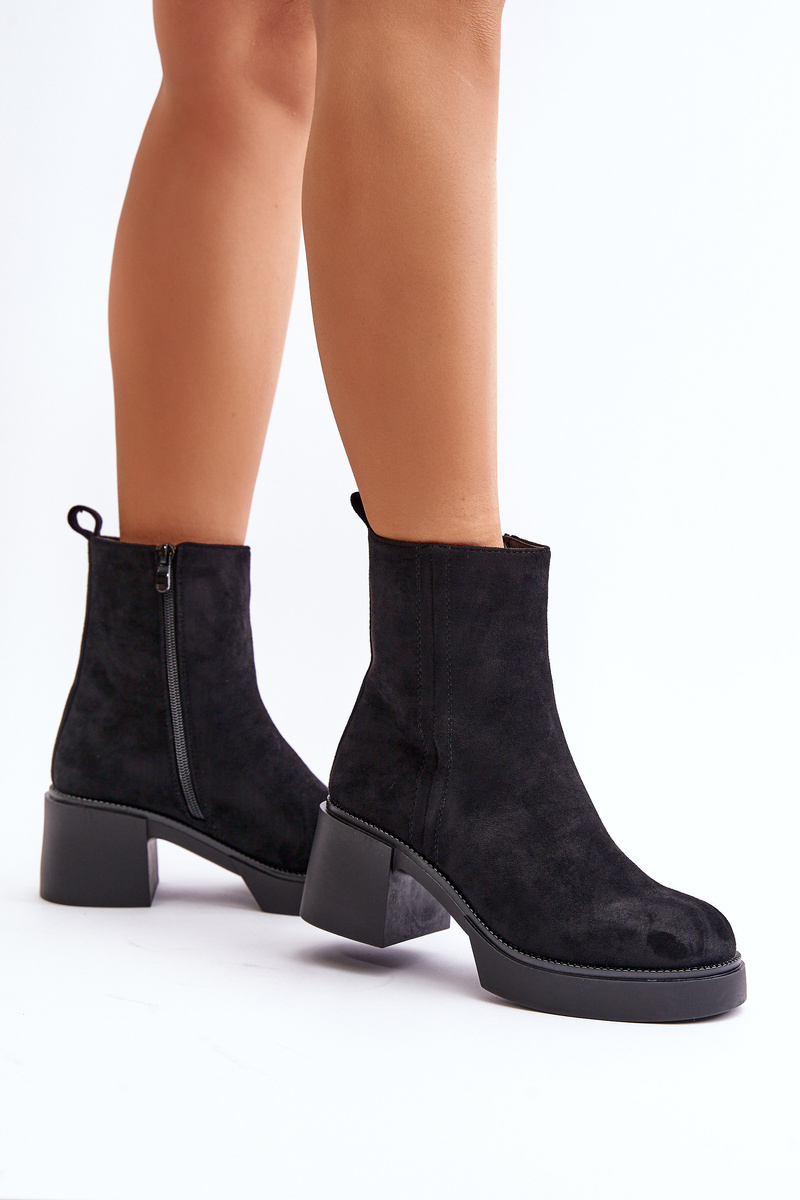 Eco Suede Women's Ankle Boots Insulated Black Meriluna