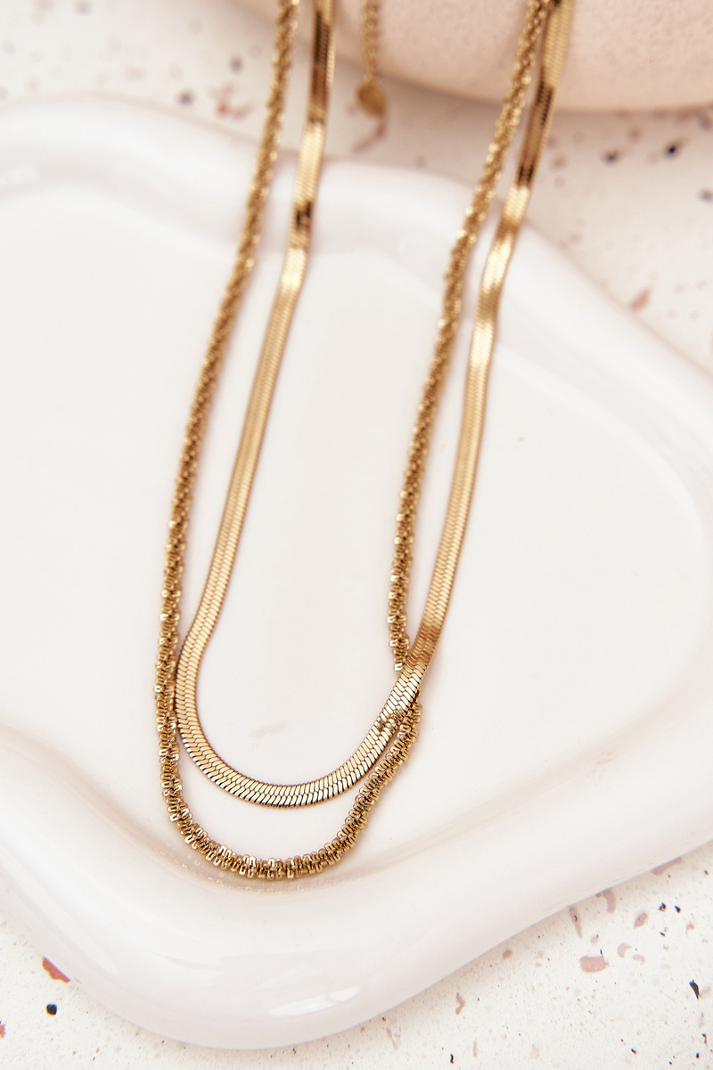 Zlatý dvojitý náhrdelník z chirurgickej ocele