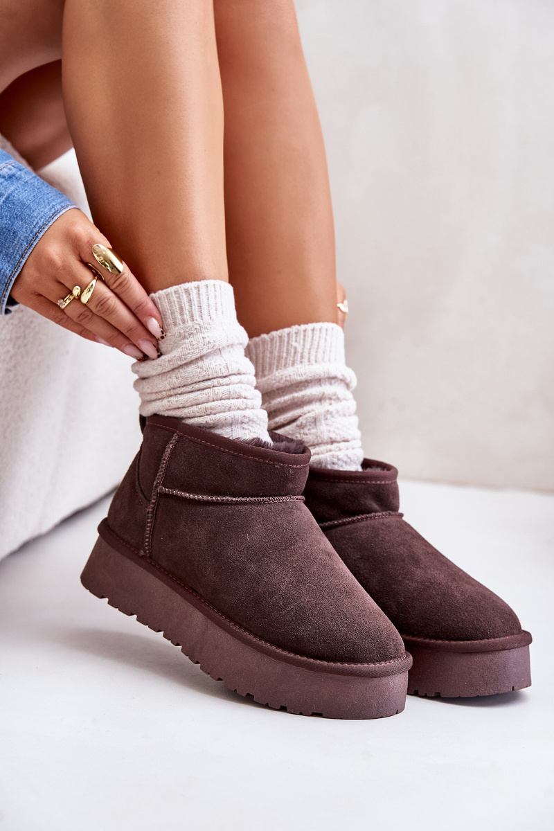 Fashion Suede Low Snow Boots Brown Nucca