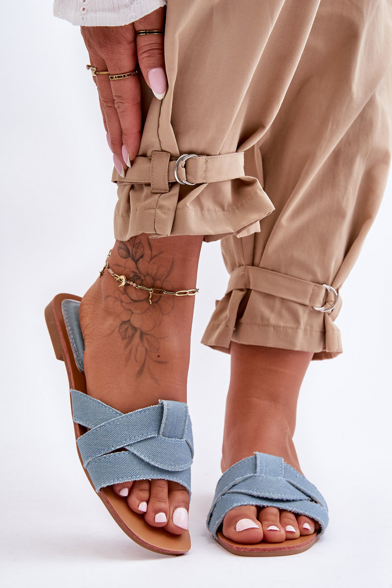 Women&#039;s material sandals light blue Aversa