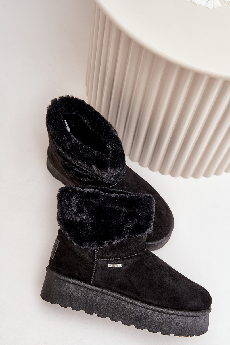 Platform Snow Boots with Fur Big Star Black