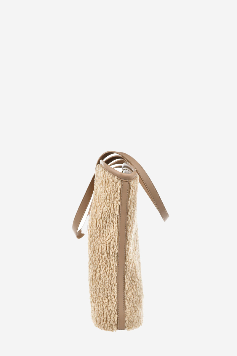 Big Star beige shopper bag with sheepskin
