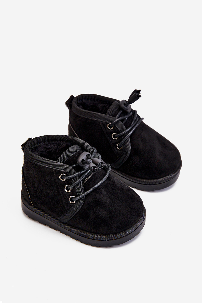 FR1 Detské čipky -Boots Izolované s kožušinovým čiernym poľovníkom