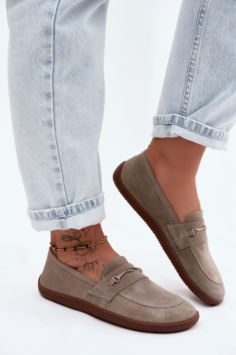 Dámske barefoot semišové mokasíny Cappuccino
