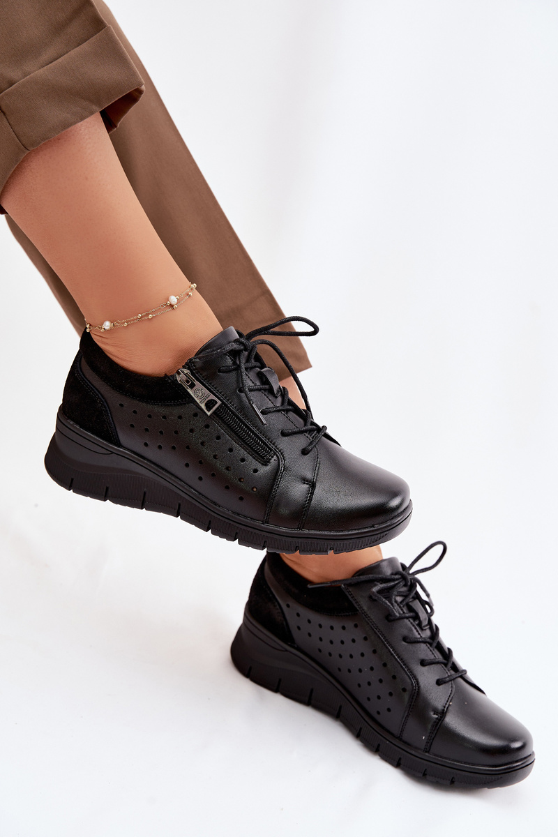 Дамски кожени мокасини на платформа Vinceza