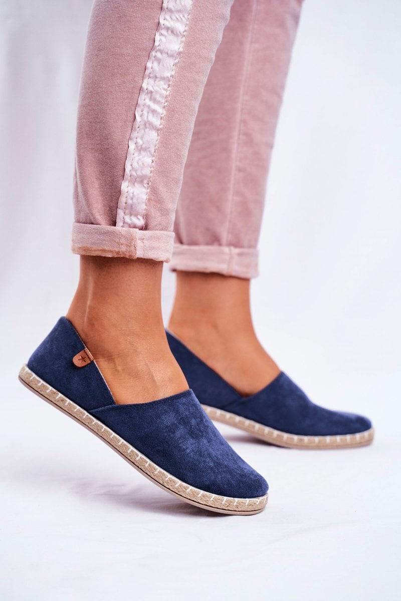 PE1 Damskie Welurowe Espadryle Granatowe Vulcano