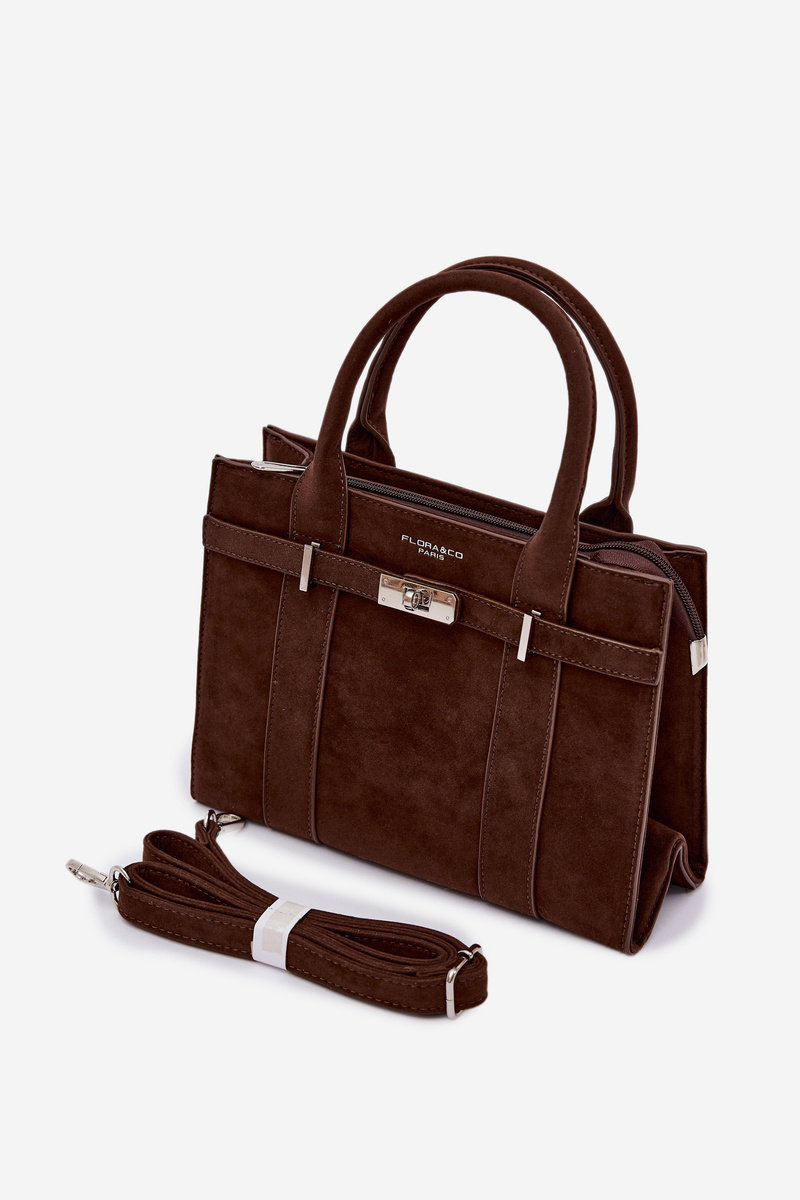 Flora&Co čokomodrá box kabelka z eko semišu