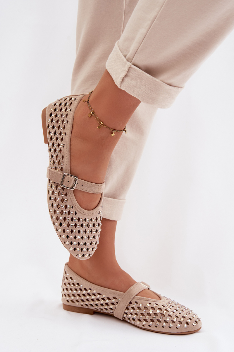 Dámske balerínky s remienkom a kamienkami