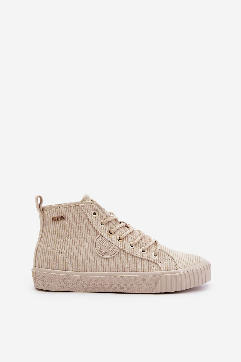 Insulated corduroy sneakers women's Big Star Hi-Poly system beige
