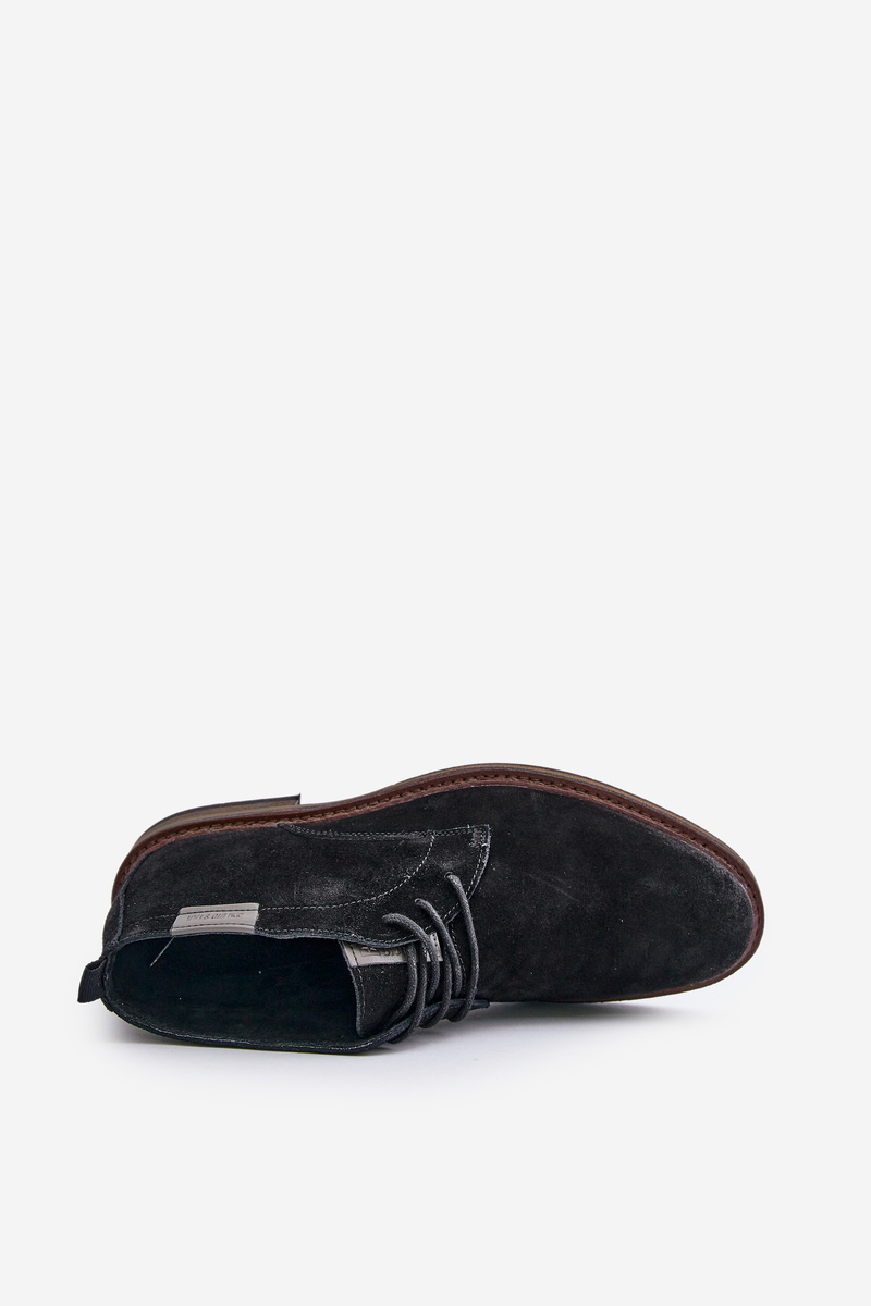 BIG STAR SHOES Semišové Pánske Čižmy Na Šnurovanie Čierne Big Star