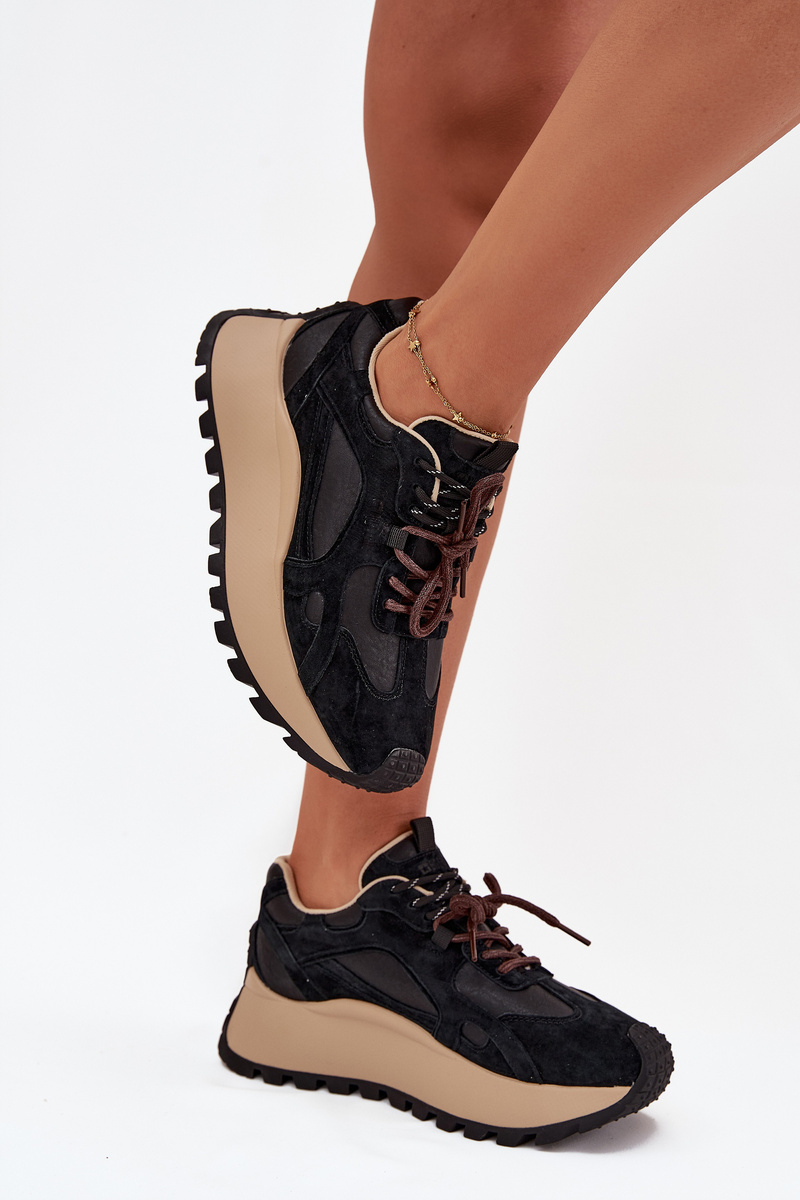 BIG STAR SHOES Leather Platform Sneakers Women's Big Star