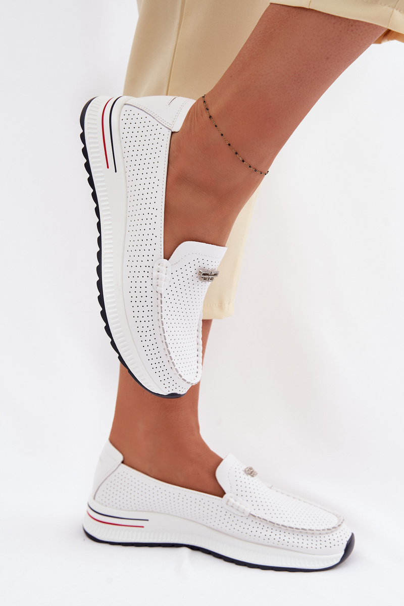 Дамски кожени мокасини EVENTO Demela бели