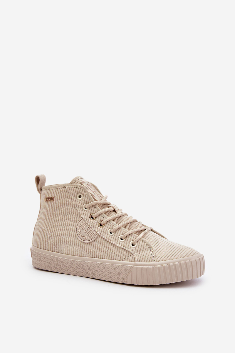 Insulated corduroy sneakers women's Big Star Hi-Poly system beige