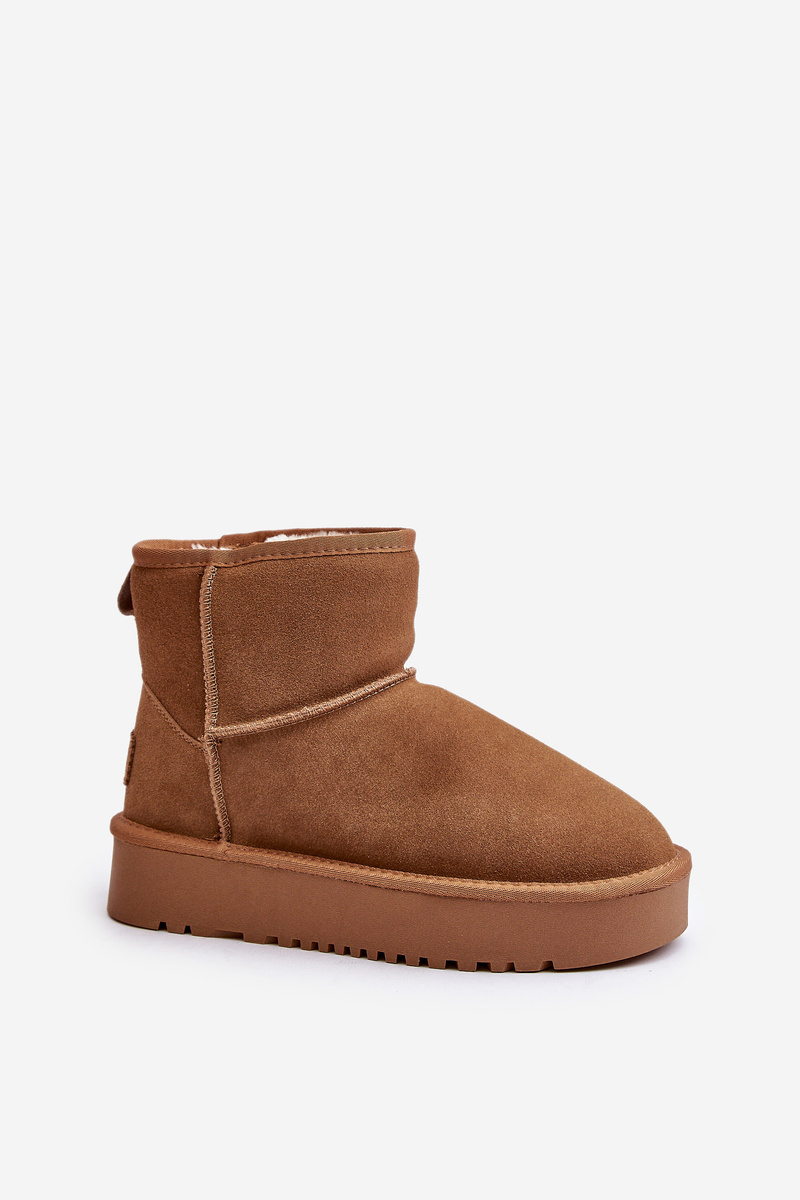 Leather suede snow boots on a platform above the ankles Camel Rianaella