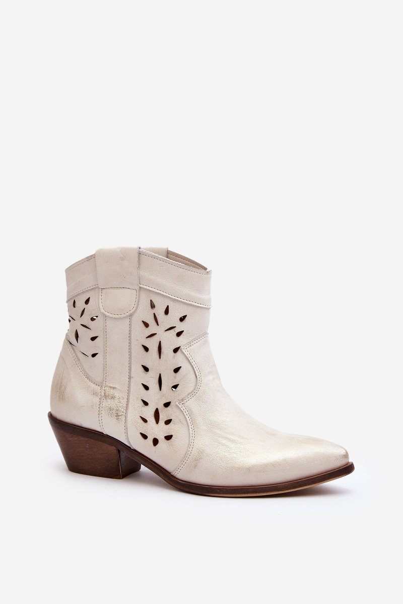 Botine perforate din piele 2870 Zazoo argintii