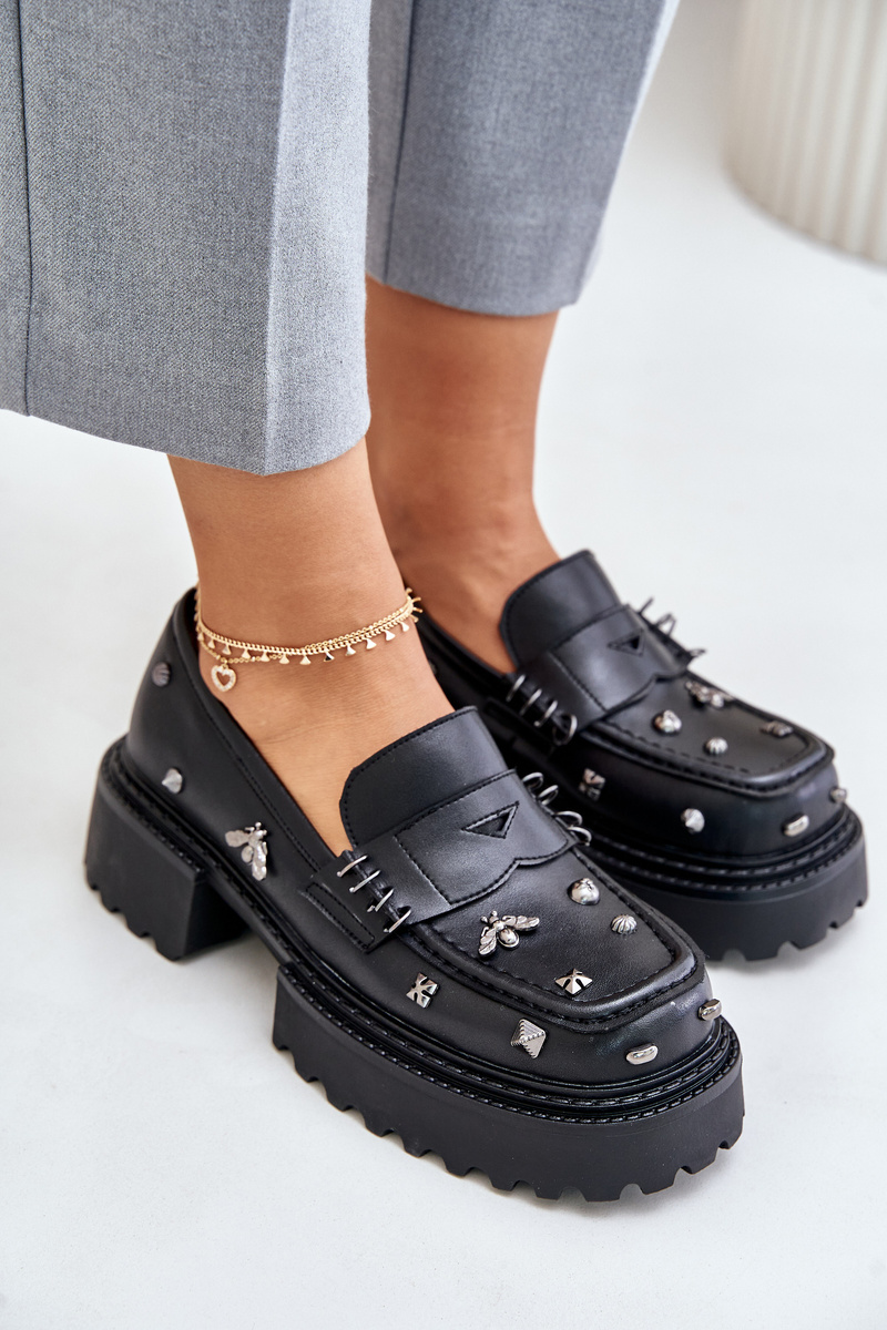 Women&#039;s leather half-boots with D&amp;A decorations black