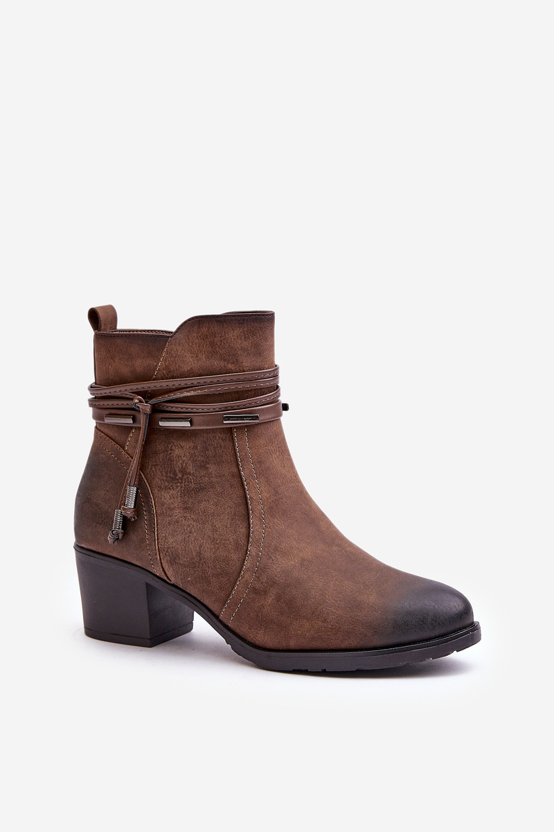 Women&#039;s ankle boots with heels insulated brown Lobina