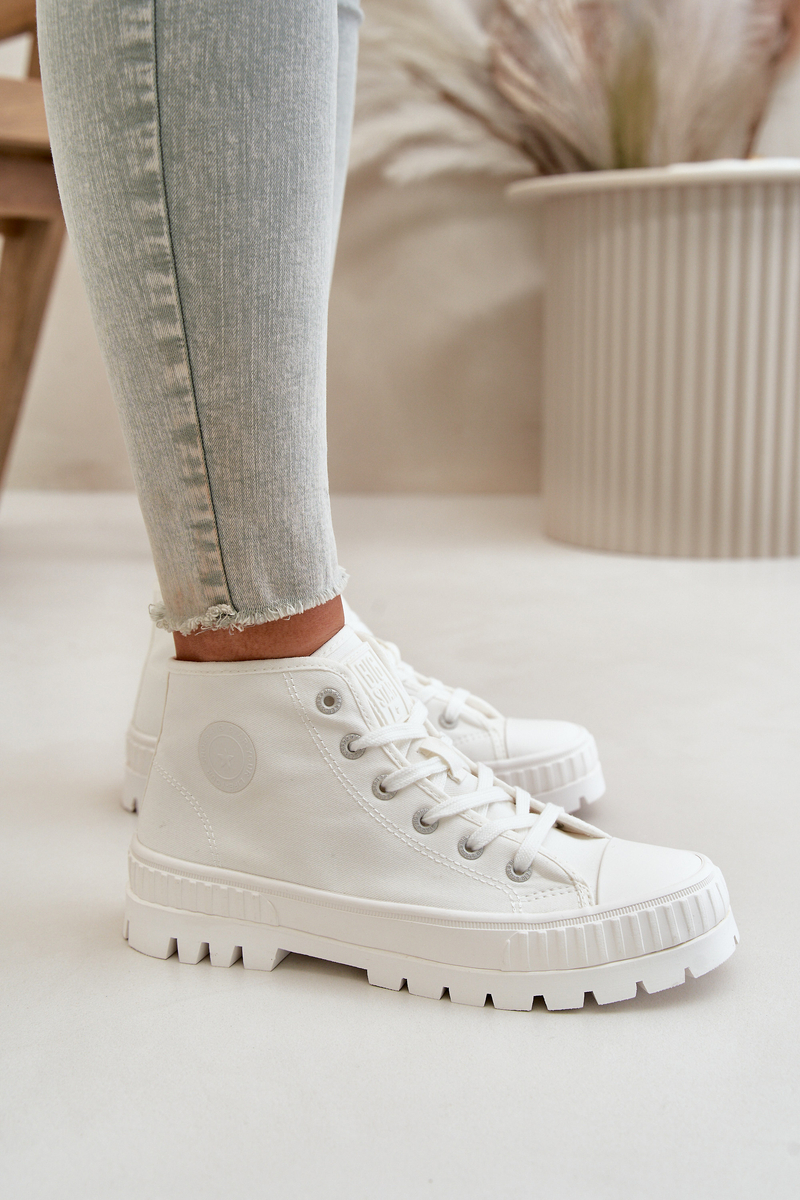 Women's sneakers with ankle choke Big Star white