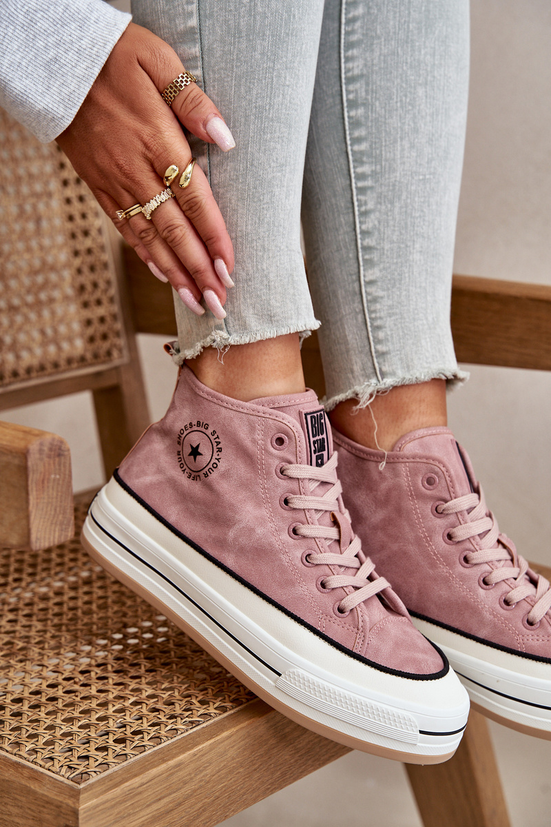 Insulated women's sneakers on the eco leather platform Big Star pink