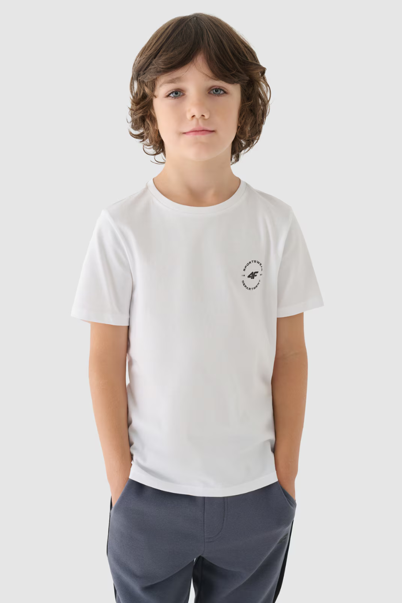 Smooth Cotton Boys T-shirt Regular White 4FJWAW24TTS