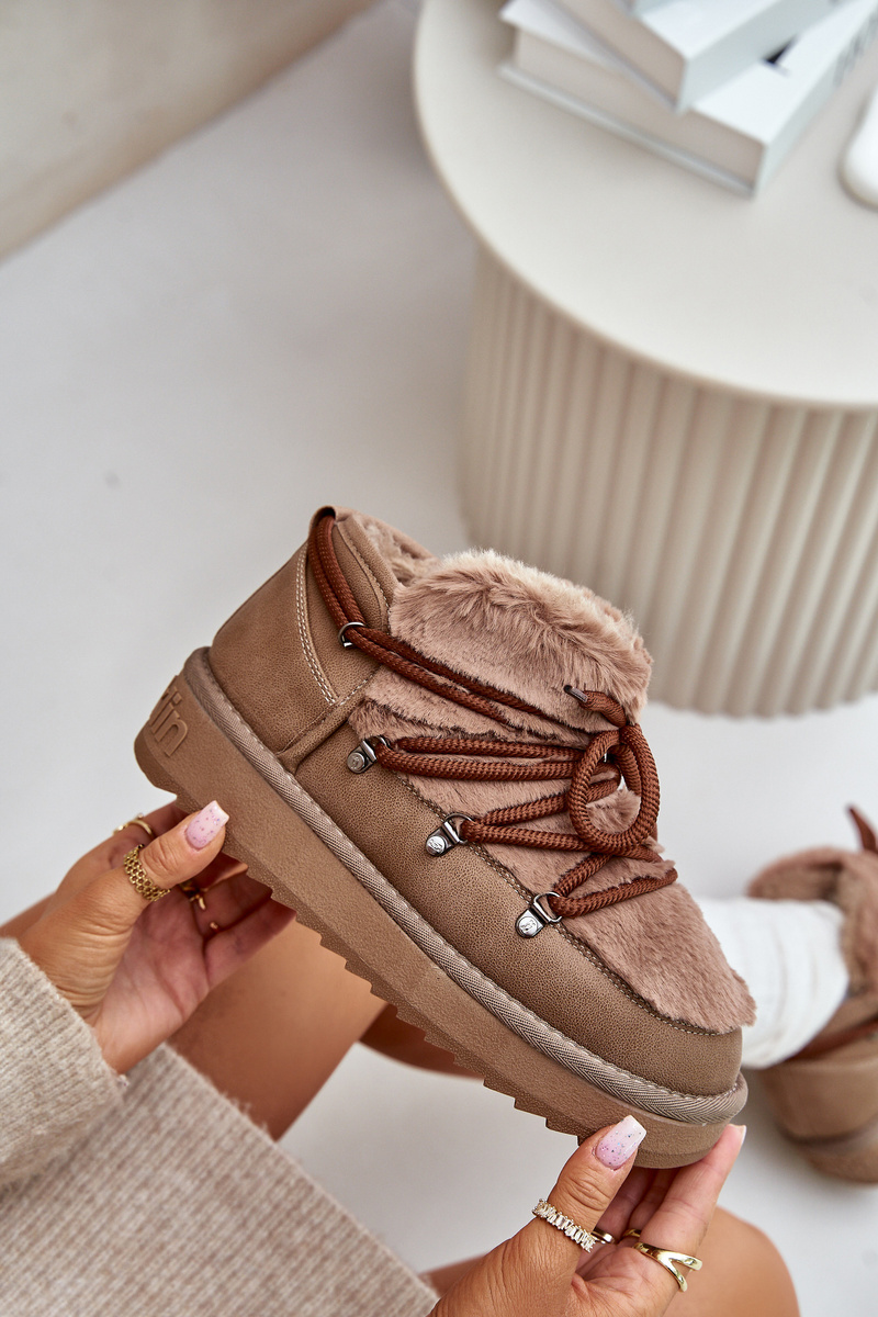 Low platform snow boots with fur D.Franklin brown